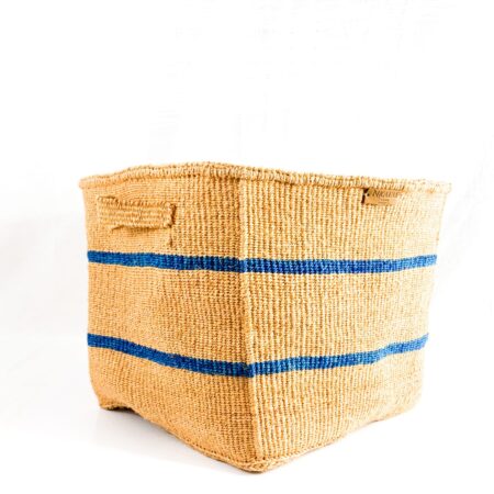 Nkatas Square Storage Baskets Nude with Blue Stripes