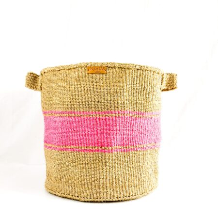 Round Nude and Pink Laundry Basket