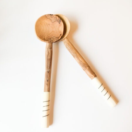 Olive White Wooden Spoons Servers