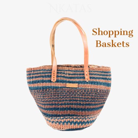 Navy and brown Kiondo Shopping Bag