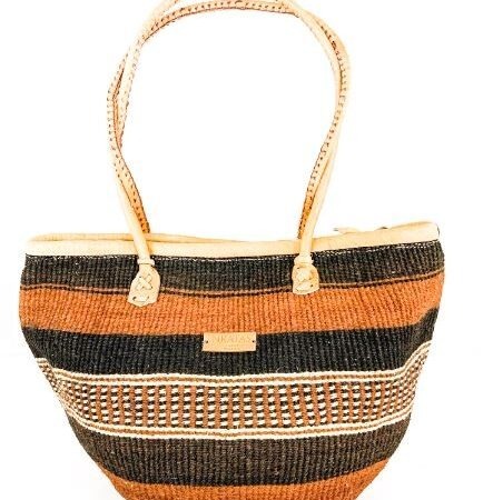 Baobab Brown and Black Stripe Handbag With a Zipper