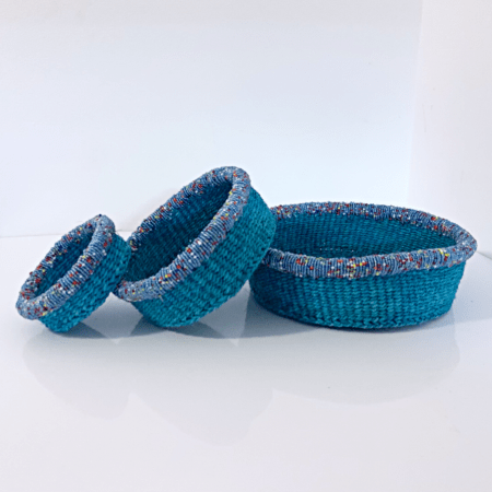 Blue Set of Three Mini Baskets