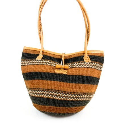 Baobab Brown and Black Stripe shopping Handbag