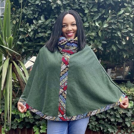 Poncho, Green African Ponchos with Ankara, All season Ponchos for Women, one Size, Xmas Gift For Her